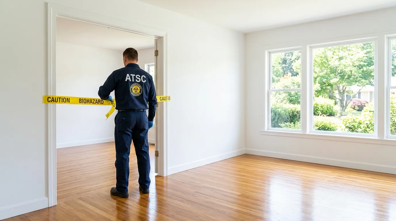 Certified biohazard cleanup crew performing Decomposition Cleanup in Belle Haven